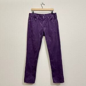BONOBOS 5-Pocket Corduroy Pants Purple Slim Fit Straight Stretch Retro
